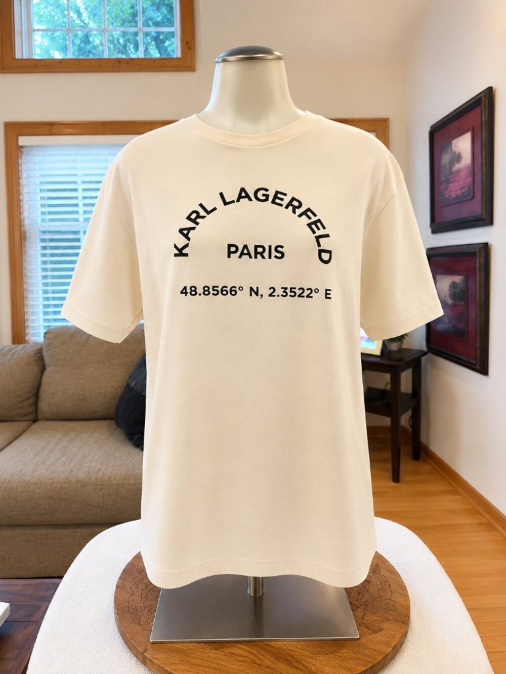 Karl Lagerfeld Paris White Graphic Logo T-Shirt Women's Large
